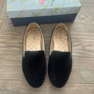 Birdies Black Velvet Starling Loafers for Women